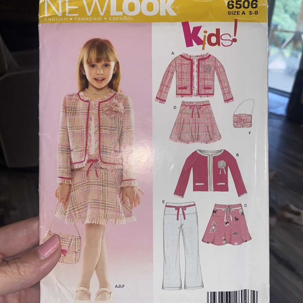 New Look Sewing Pattern 6506 Skirt Pants Jacket Purse Girls Size 3-8 Uncut